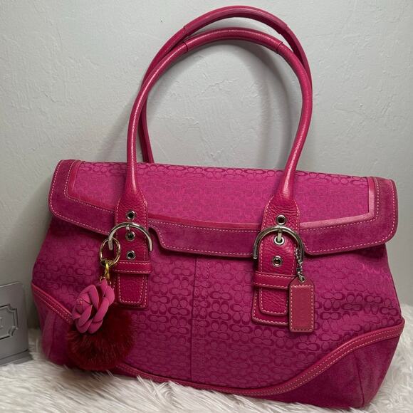 y2k COACH Vintage 2004 Pink Hampton SOHO Flap Satchel - Picture 1 of 12